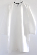 Uniform flared dress, white linen