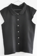 Uniform short sleeves shirt, black linen