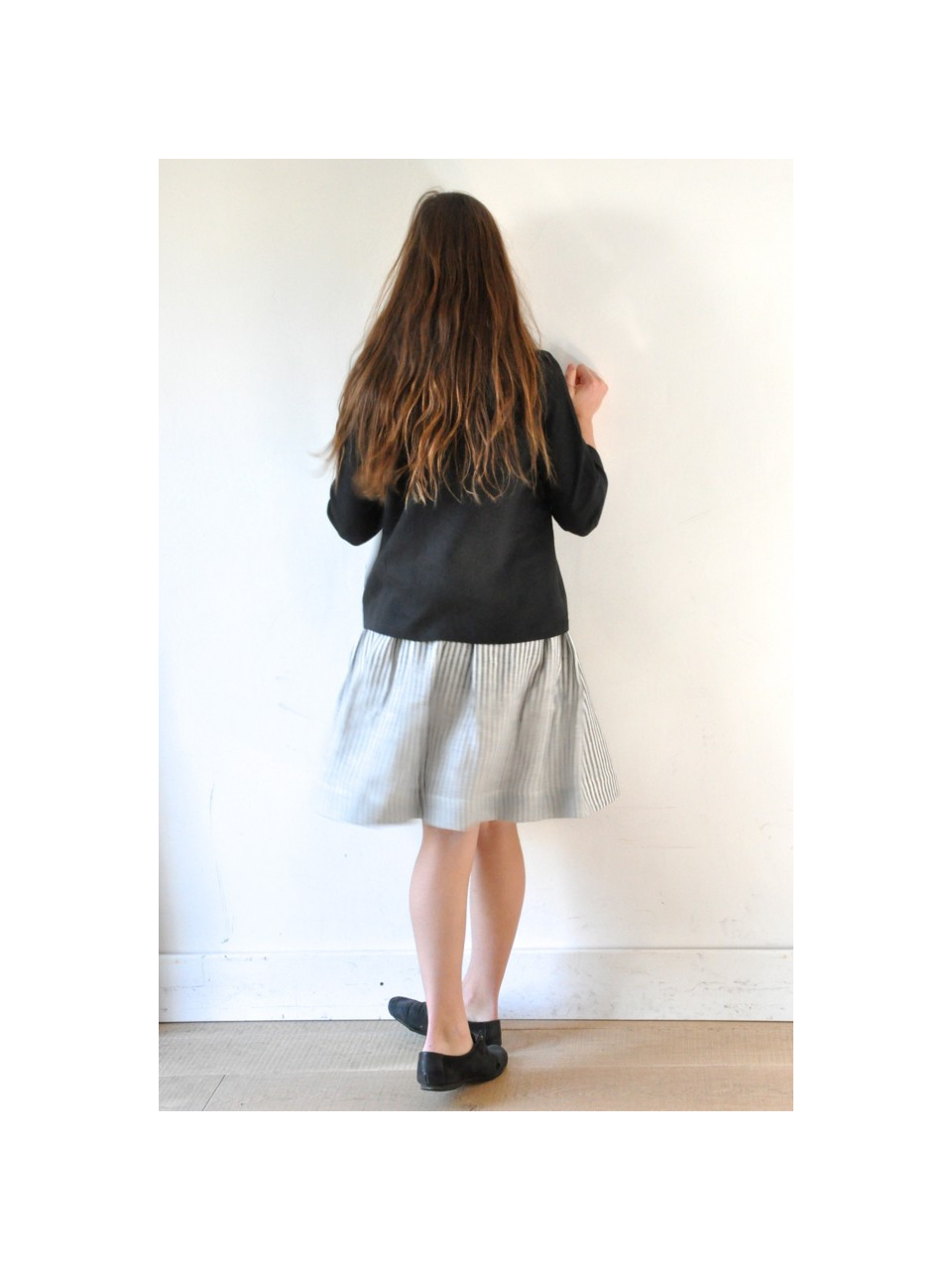 Jupe Uniforme, lin rayures claires