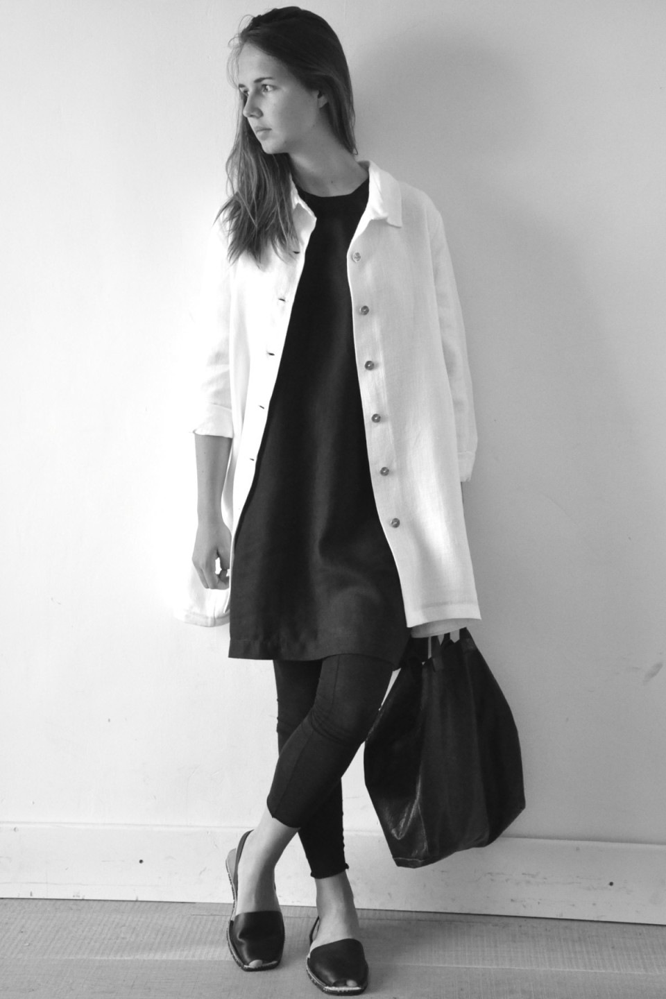 Manteau Uniforme, lin épais blanc