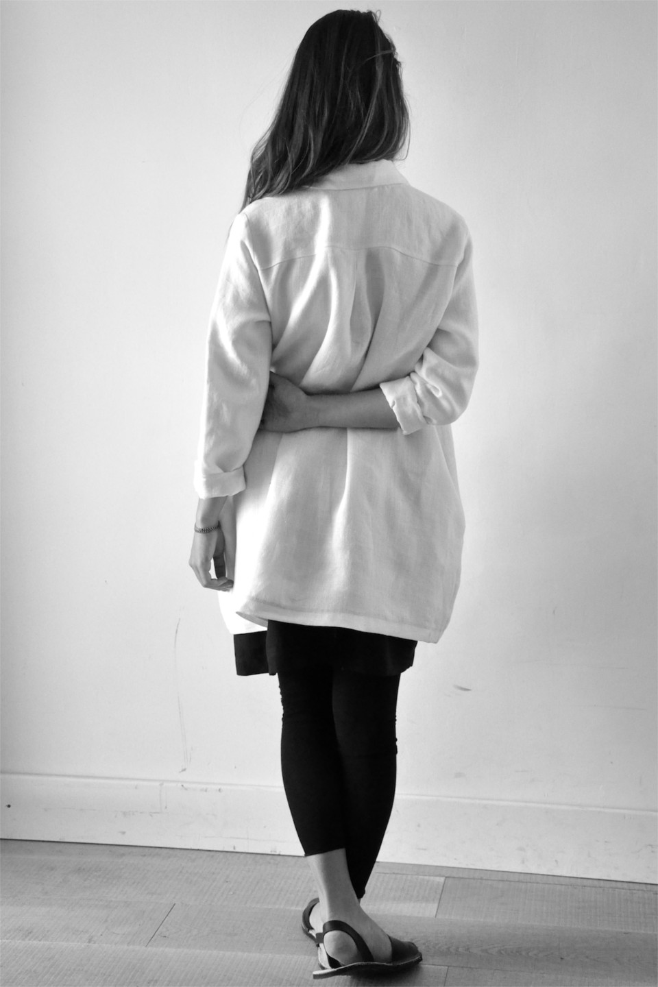 Manteau Uniforme, lin épais blanc