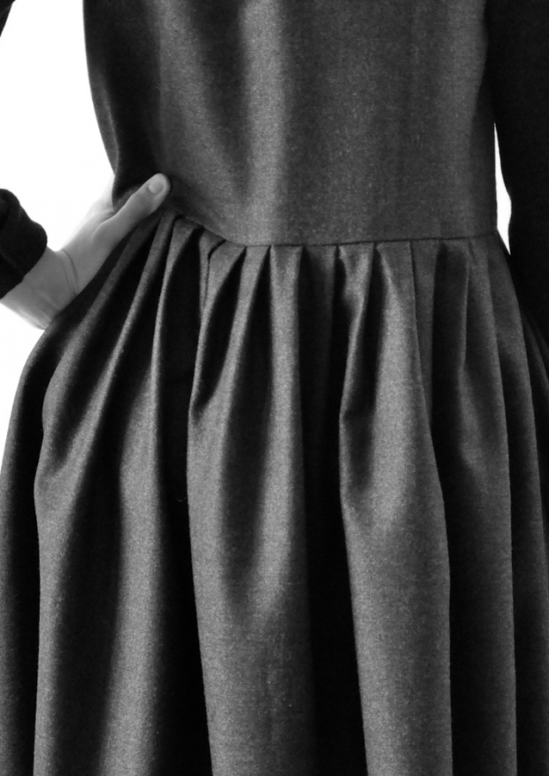 Uniform pleated dress sleeveless, grey woolblend