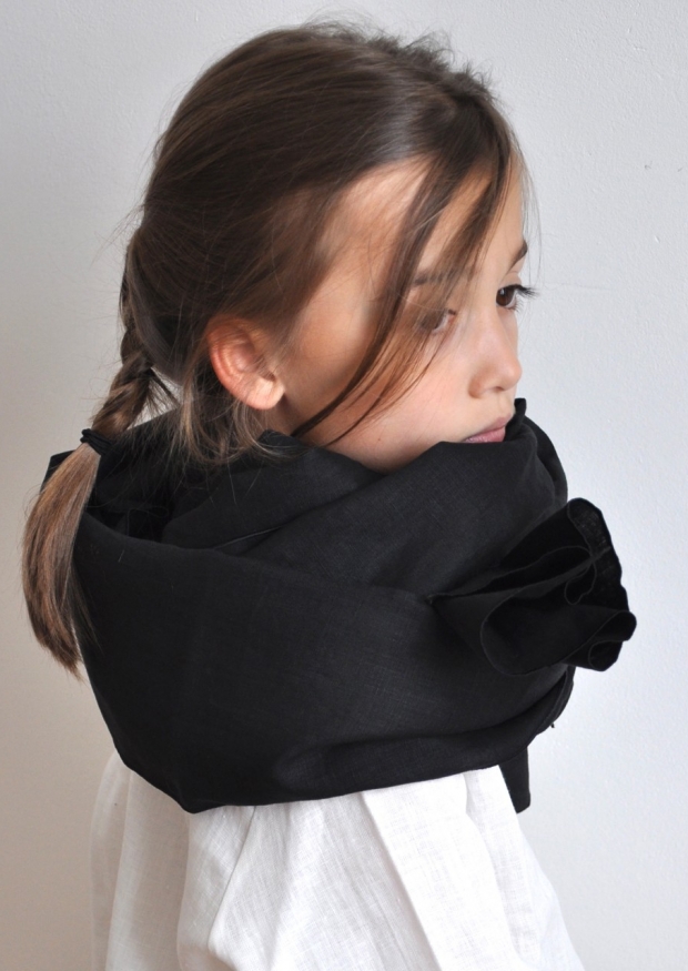 scarf, black linen