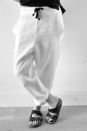 Pantalon droit Uniforme, lin blanc