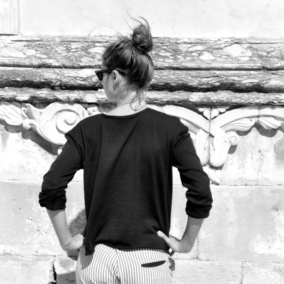 Unisex sweater, black cotton knit