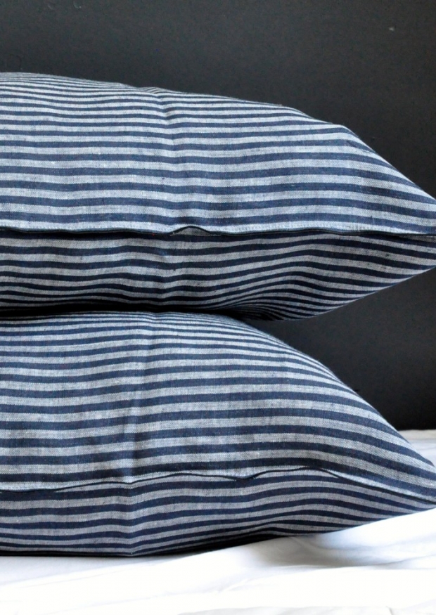 Pillow case, dark stripes linen