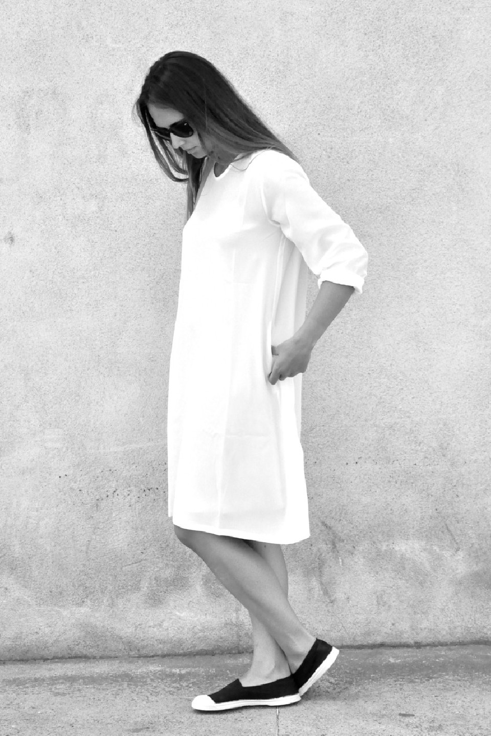 Uniform flared dress, long sleeves, dark grey woolblend Uniform flared dress, long sleeves, dark grey woolblend