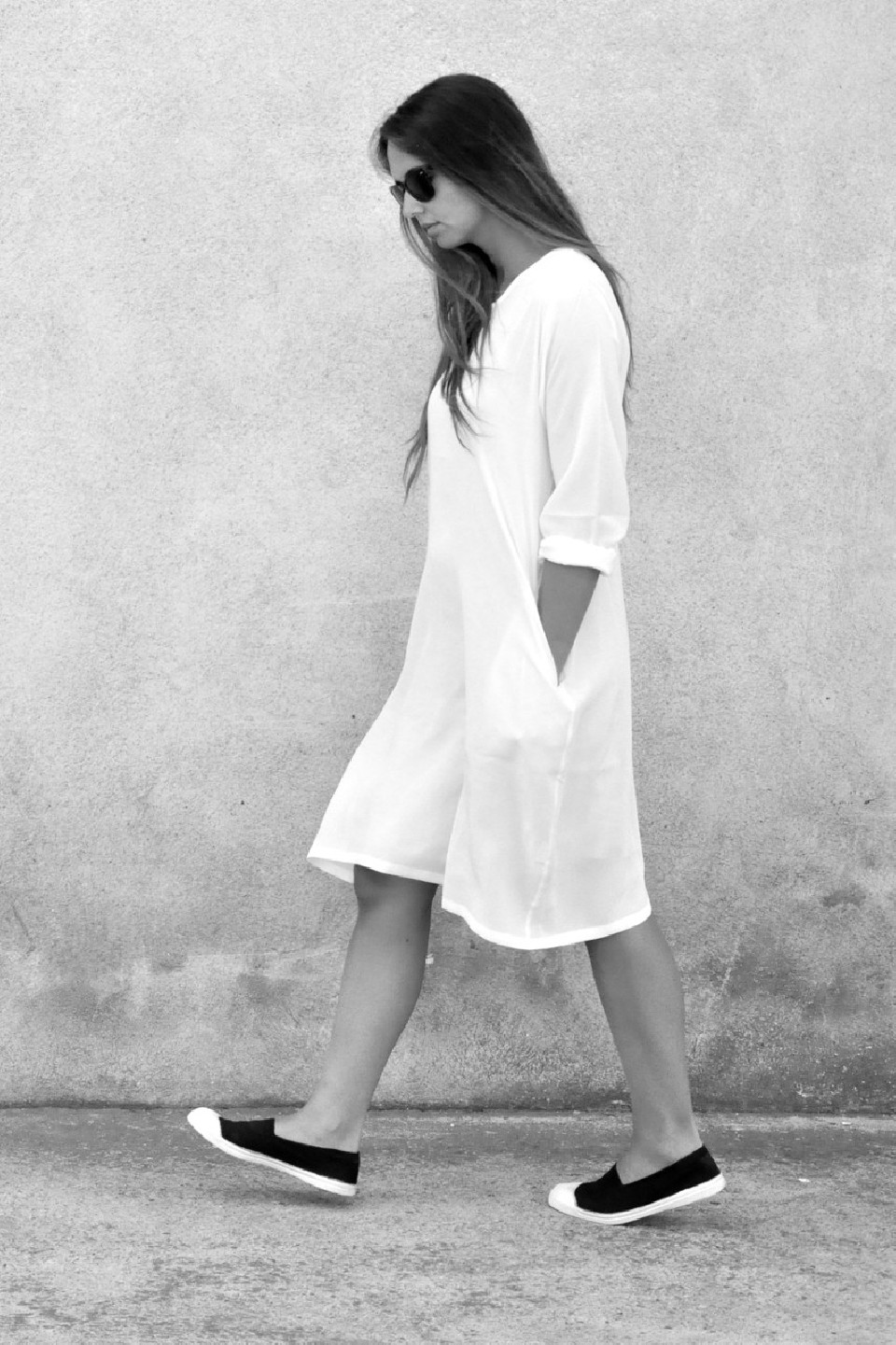 Uniform flared dress, long sleeves, dark grey woolblend Uniform flared dress, long sleeves, dark grey woolblend