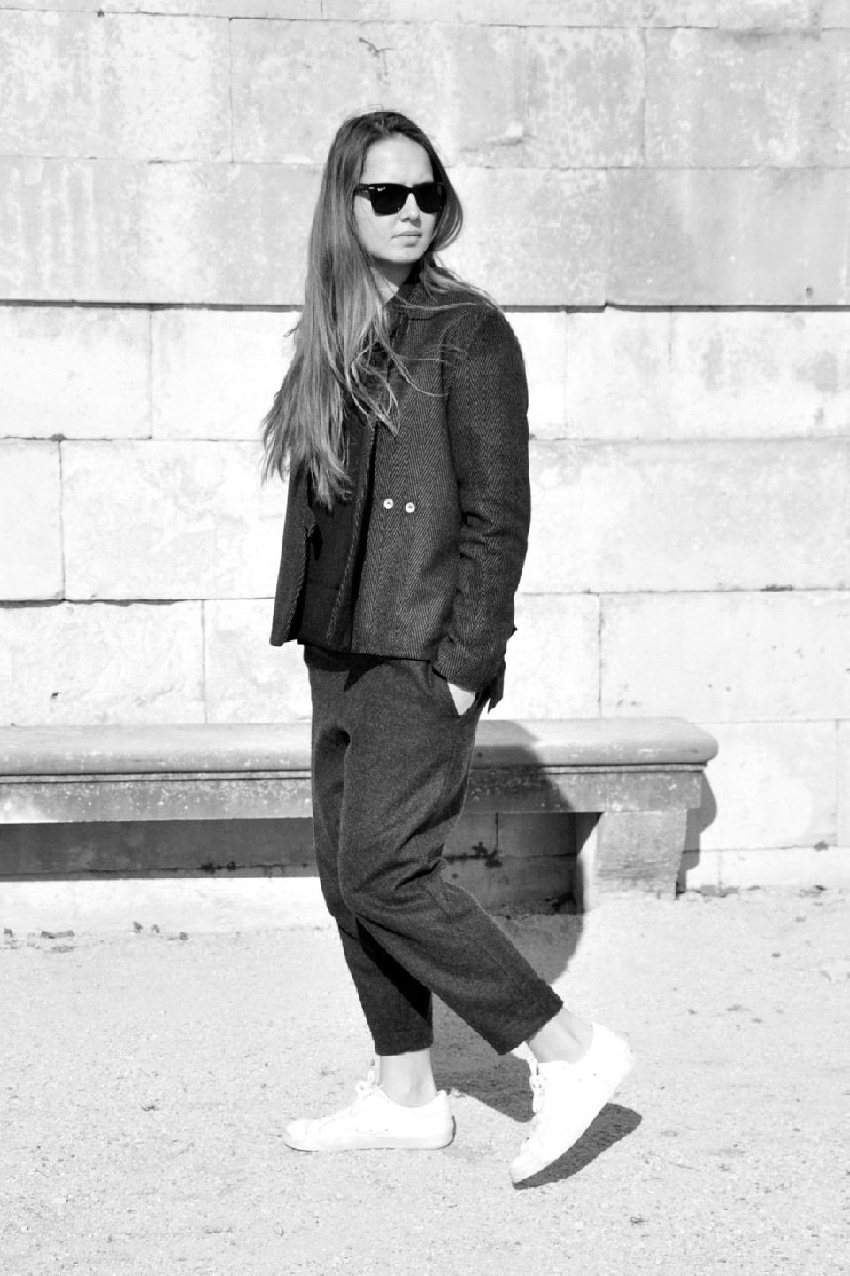 Classic trousers, grey wool drap