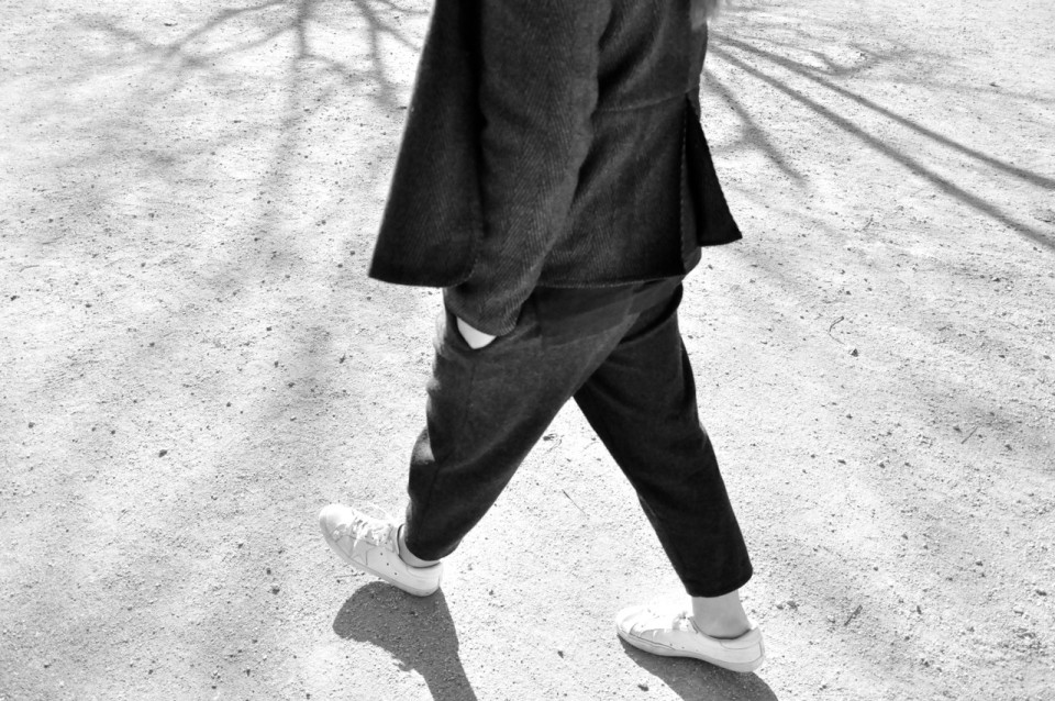 Classic trousers, grey wool drap