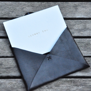 Card holder ORIGAMI, black leather