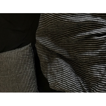 Duvet cover, dark stripes linen