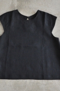 Uniform short sleeves blouse, black linen
