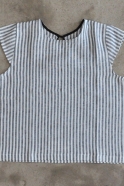 Uniform short sleeves blouse, light stripes linen