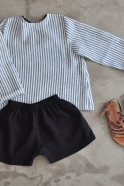 Uniform long sleeves blouse, light stripes linen