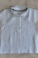 Uniform short sleeves shirt, light stripes linen