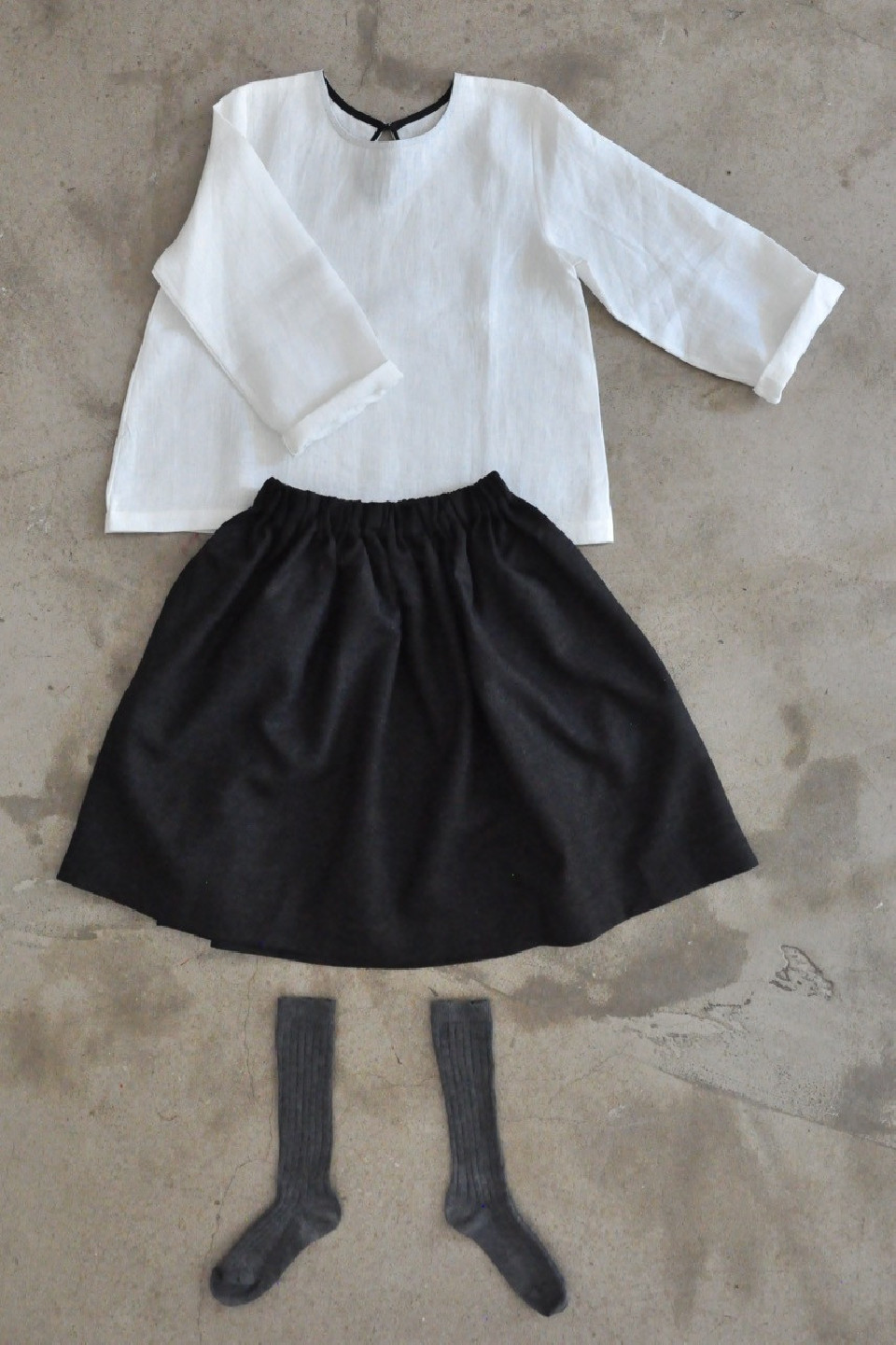 Skirt, dark grey woolblend