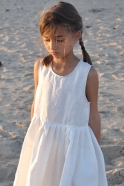 Uniform pleated dress, white linen
