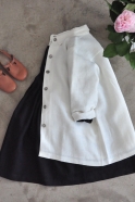 Pleated dress,  long sleeves, black linen