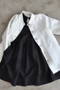 Pleated dress,  long sleeves, black linen