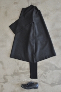 Flared dress, long sleeves, dark grey woolblend