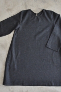 Flared dress, long sleeves, dark grey woolblend