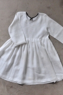 Pleated dress,  long sleeves, white linen
