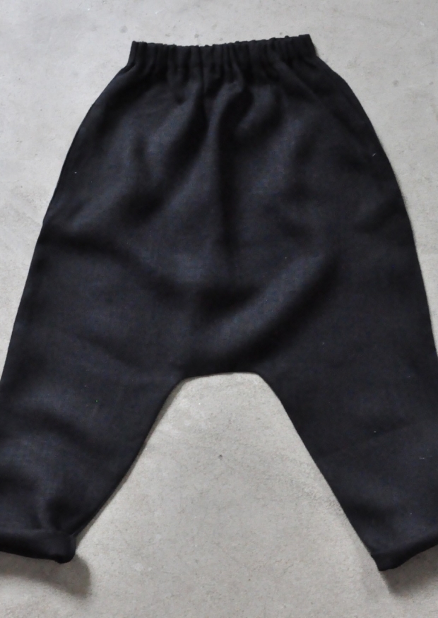 Pantalon sarouel, lin épais noir