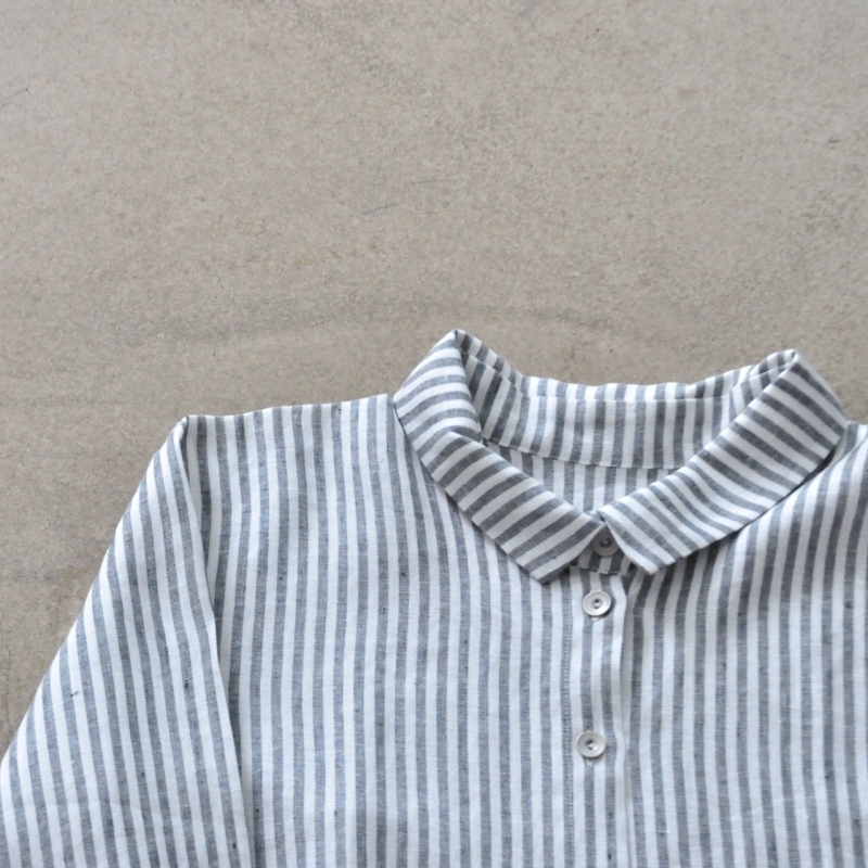 Shirt-dress, light stripes linen - Le Vestiaire de Jeanne SARL