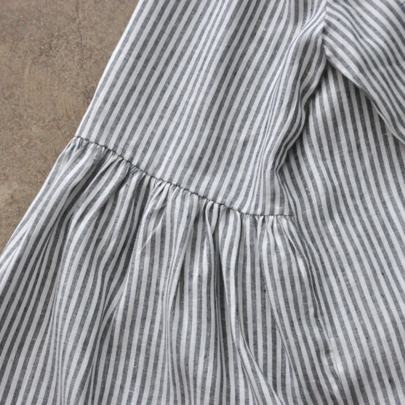 Shirt-dress, light stripes linen - Le Vestiaire de Jeanne SARL