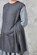 Apron-dress, gingham fine wool blend