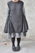 Apron-dress, gingham fine wool blend