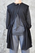 Apron-dress, black wool blend