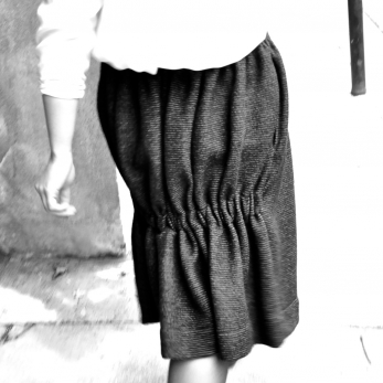 Faux-cul skirt, striped wool blend