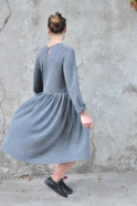 Pleated dress,  long sleeves, light grey knit