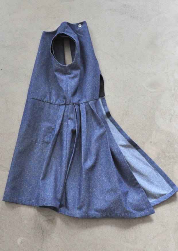 Apron-dress, blue denim