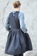 Pleated dress, sleeveless, black denim