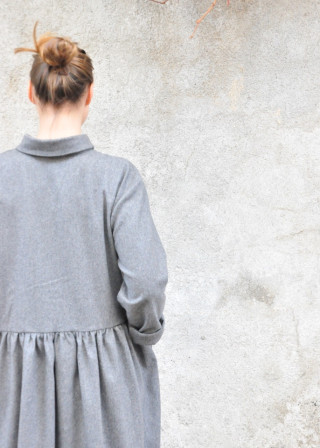 Shirt-dress, grey wool blend