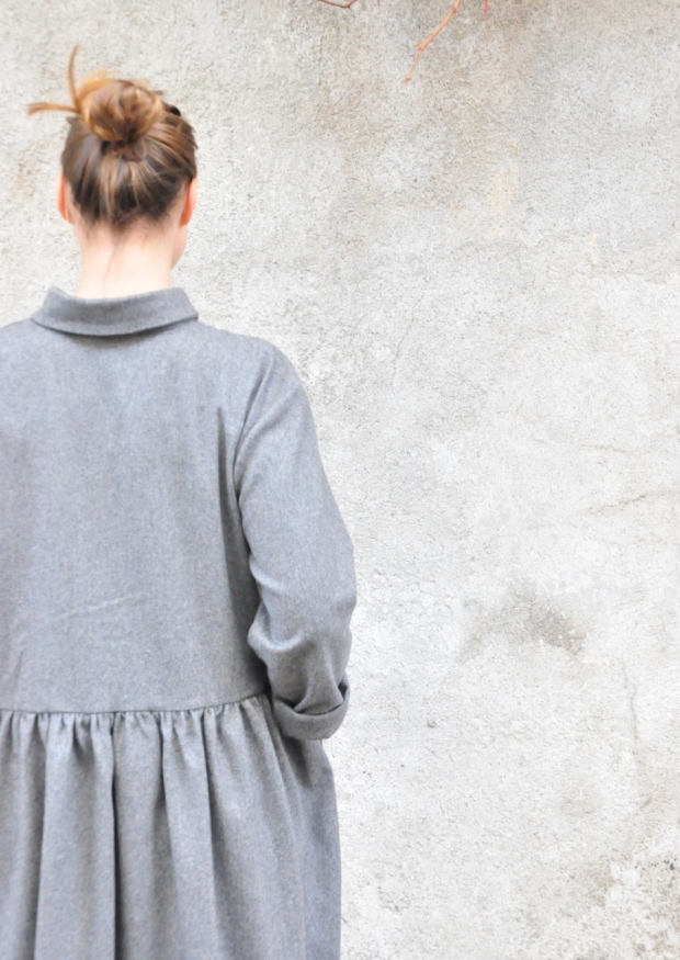 Shirt-dress, grey wool blend