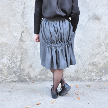 Faux-cul skirt, grey wool blend
