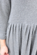 Pleated dress,  long sleeves, grey heavy knit