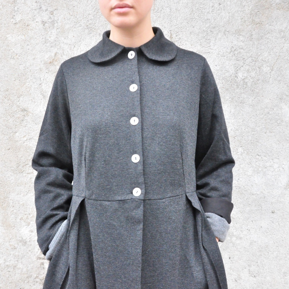 Manteau à plis, lainage chiné Manteau à plis, lainage chiné