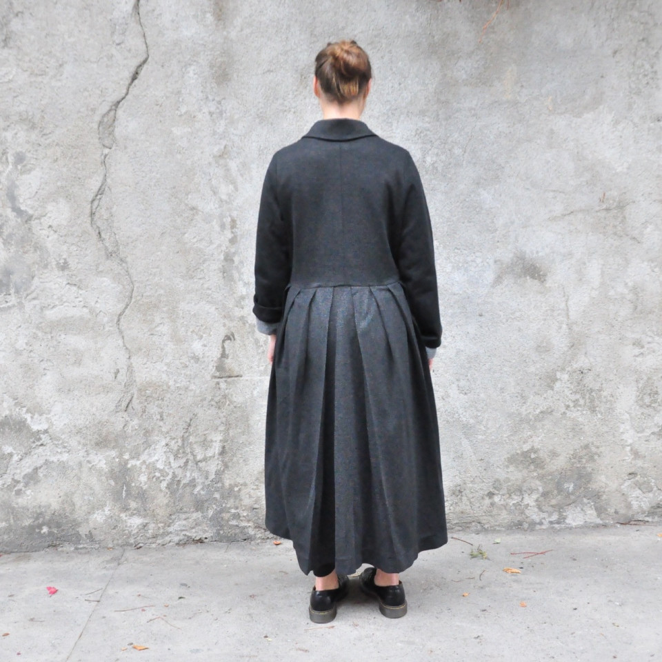 Manteau à plis, lainage chiné Manteau à plis, lainage chiné