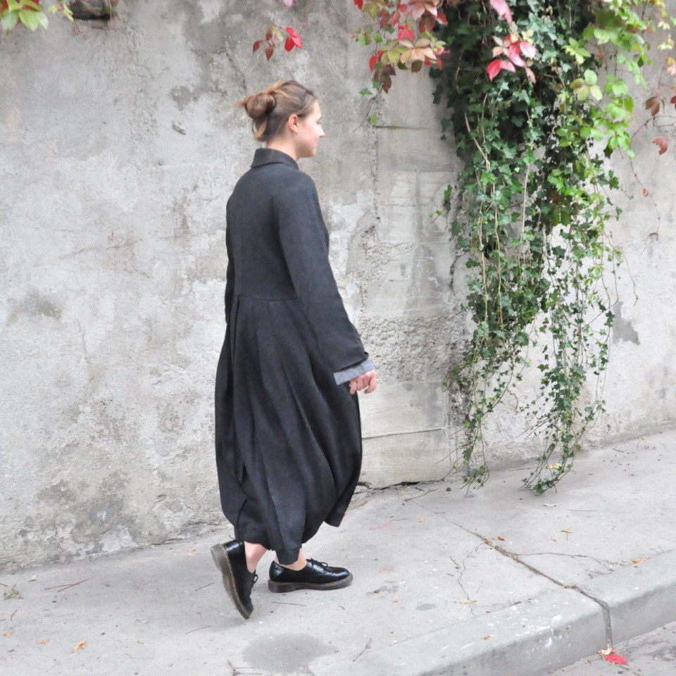 Manteau à plis, lainage chiné Manteau à plis, lainage chiné