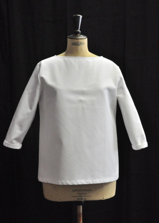 Open blouse, white denim
