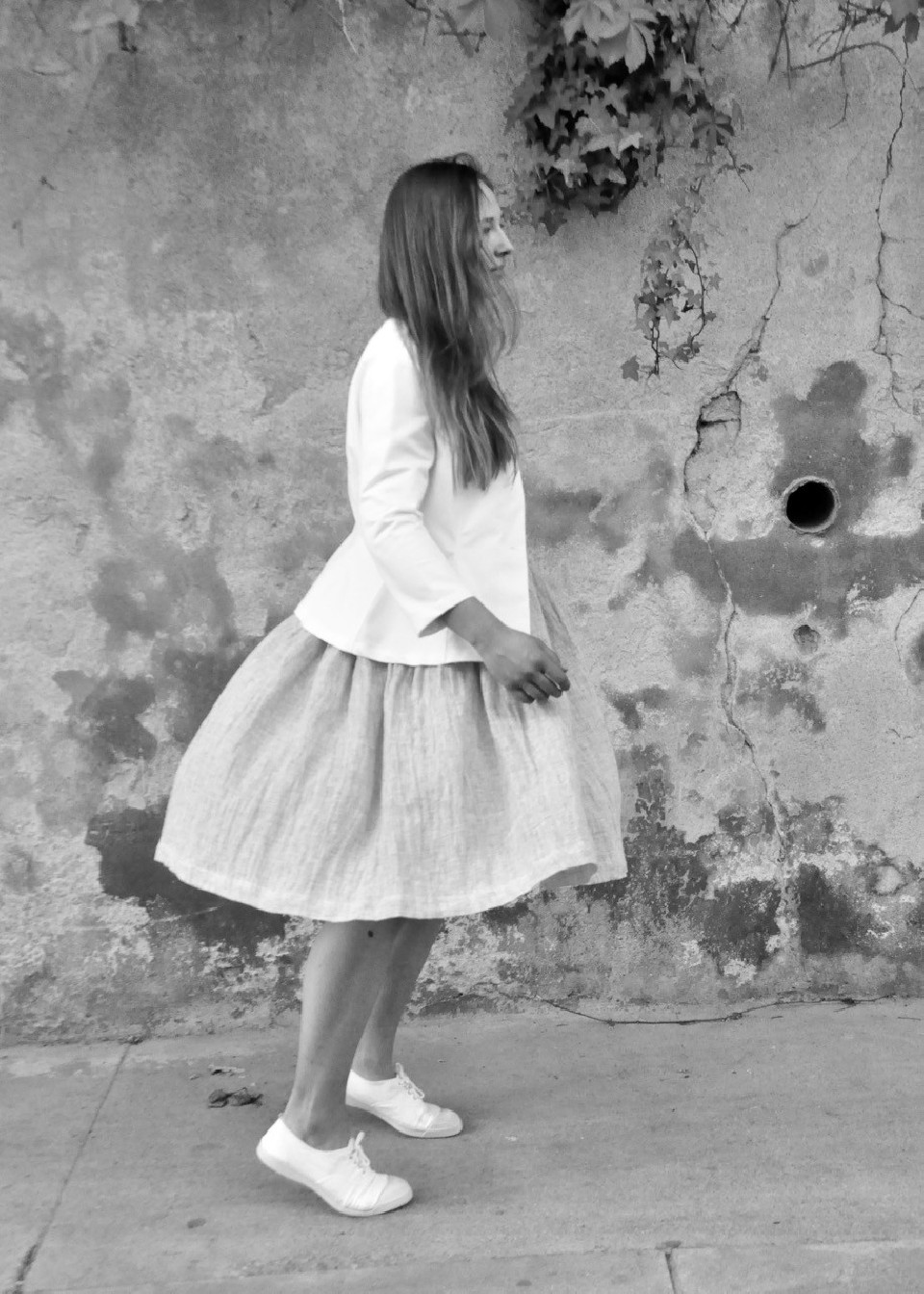 Waisted jacket, white denim