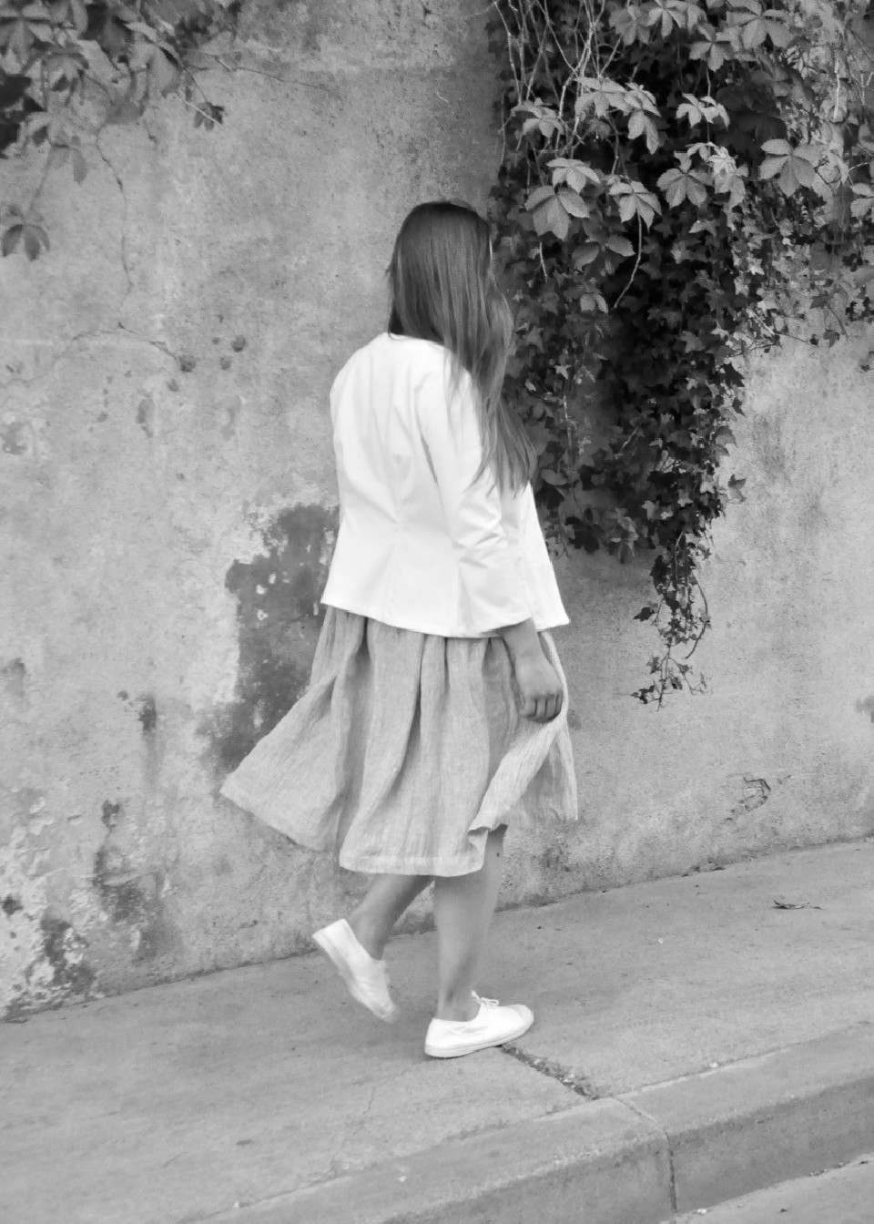 Waisted jacket, white denim