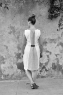 Pencil dress, white linen