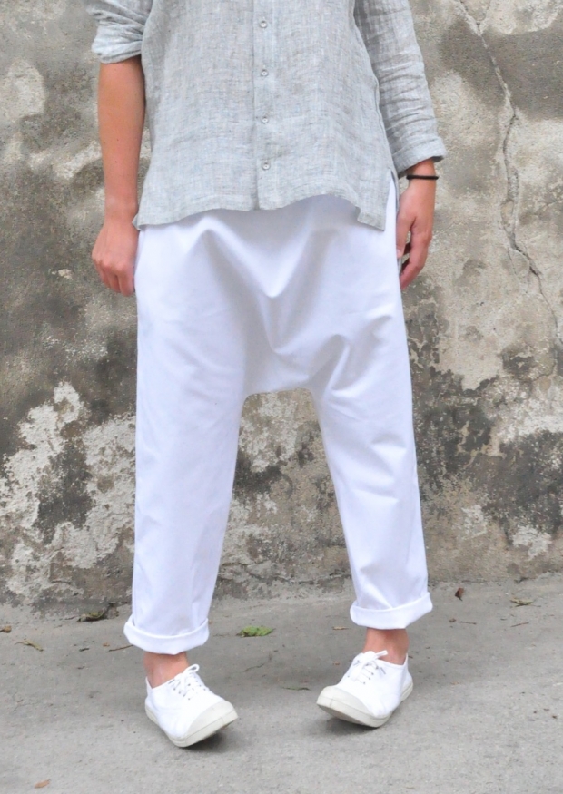 Saroual trousers, white denim