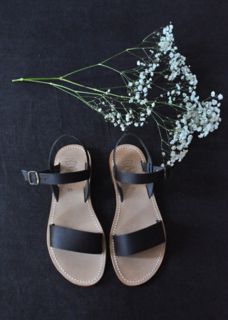 Sandales Cécile, cuir noir